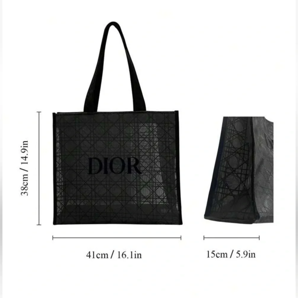 DIOR Beauty Black Mesh Tote Bag New - Picture 5 of 6